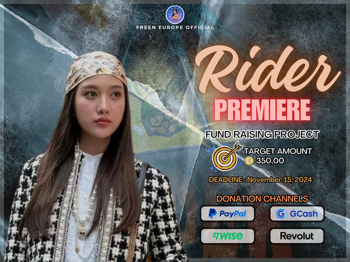 𝐑𝐈𝐃𝐄𝐑’𝐒 𝐌𝐎𝐕𝐈𝐄 𝐏𝐑𝐄𝐌𝐈𝐄𝐑𝐄 | 𝐅𝐔𝐍𝐃 𝐑𝐀𝐈𝐒𝐈𝐍𝐆 𝐏𝐑𝐎𝐉𝐄𝐂𝐓 🌷

Exciting news, Girlfreens! We’re launching a donation drive for Rider's Movie Premiere! 🛵👻

🎯Target Amount: EUR 350,00
📆Deadline: November 15, 2024

Let’s come together and make this