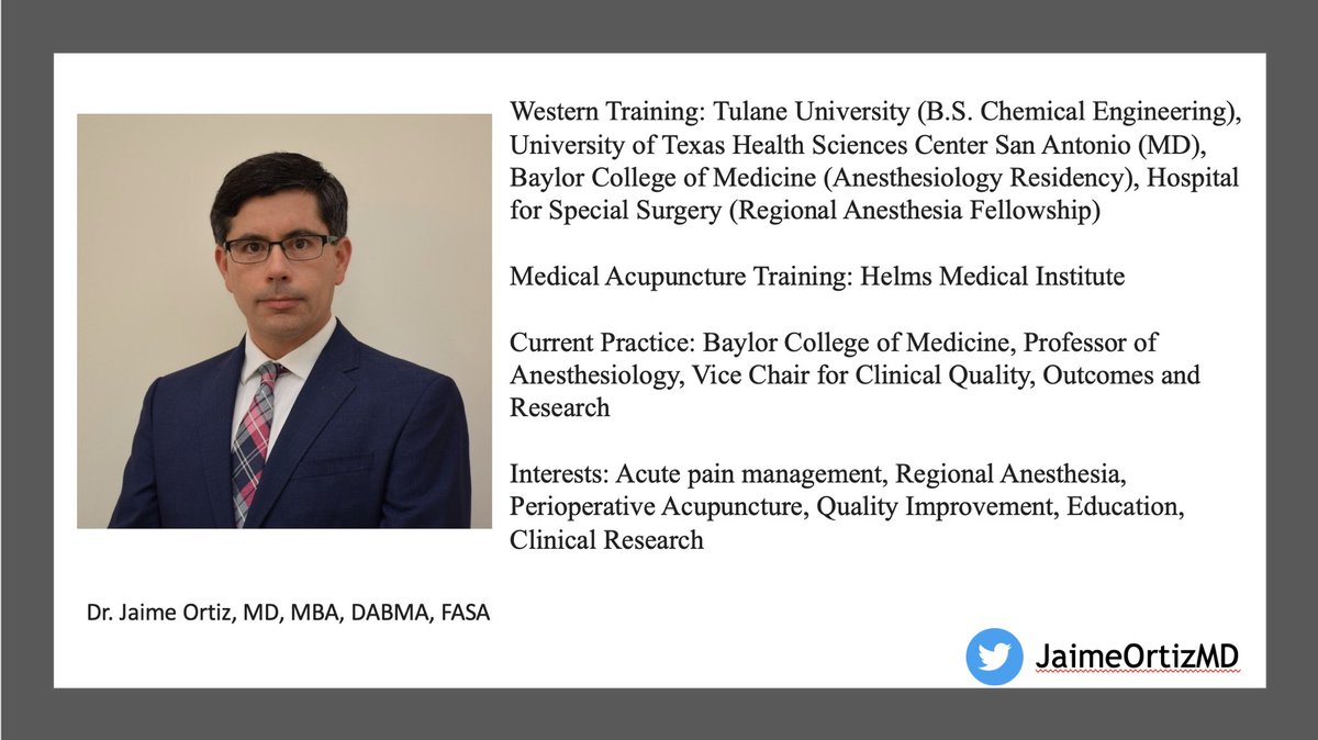 AmerAcadMedAcup (@aamacupuncture) on Twitter photo Symposium Committee Member Spotlight: Meet Dr. Jaime Ortiz! He has been a member for 2 years and has just achieved Diplomat status at the ABMA! Congratulations Jaime! <a href="/JaimeOrtizMD/">Jaime Ortiz, M.D., MBA, DABMA, FACMQ, CPPS, FASA</a> <a href="/BCMAnesthesia/">BCM Department of Anesthesiology</a> Symposium Committee Member Spotlight: Meet Dr. Jaime Ortiz! He has been a member for 2 years and has just achieved Diplomat status at the ABMA! Congratulations Jaime! <a href="/JaimeOrtizMD/">Jaime Ortiz, M.D., MBA, DABMA, FACMQ, CPPS, FASA</a> <a href="/BCMAnesthesia/">BCM Department of Anesthesiology</a>