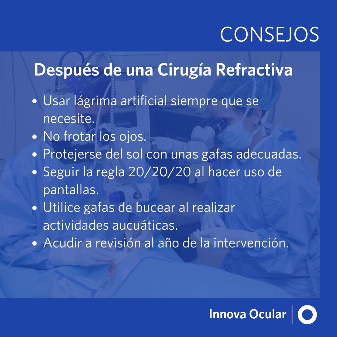 IOcular's tweet image. ➡️Estos son algunos consejos a tener en cuenta tras someterse a una #cirugíarefractiva.
🌐 Encontrarás más información en: innovaocular.com/consejos-somet…