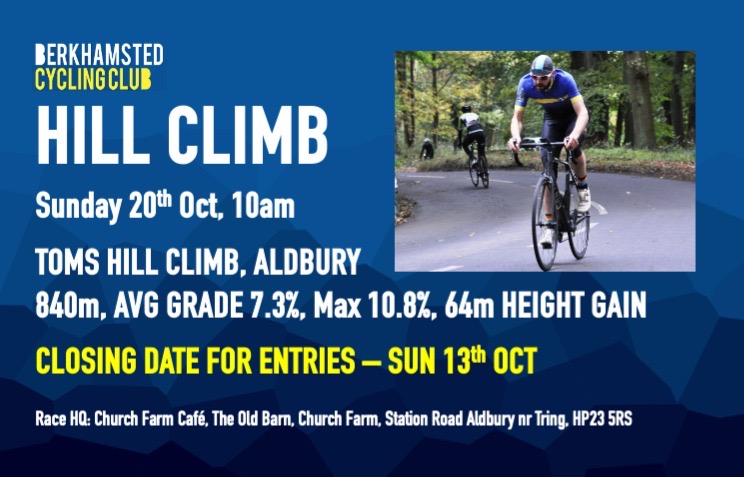 Don't forget to enter our annual iconic Hill Climb!
Sunday 20th October, click on link to enter: cyclingtimetrials.org.uk/race-details/2…