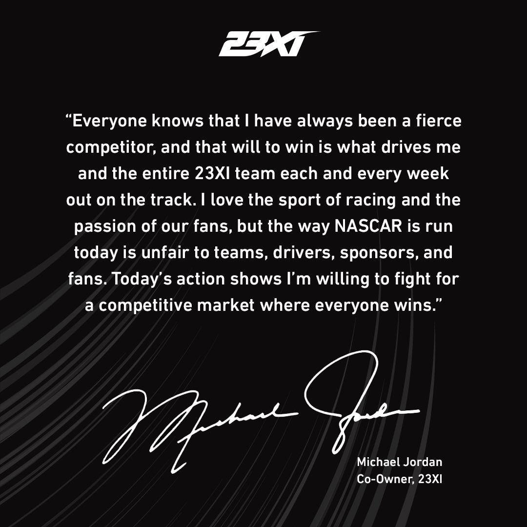 23XIRacing's tweet image. Statement from 23XI and Front Row Motorsports ownership. Read more here 23xiracing.com/post/23xi-raci…