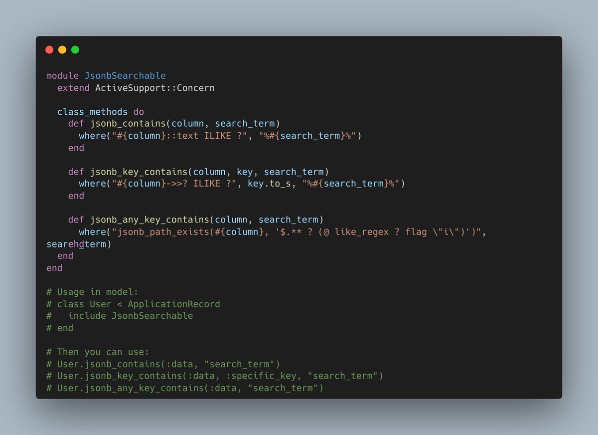 alazycoder2's tweet image. #jsonb #search #rails #ruby