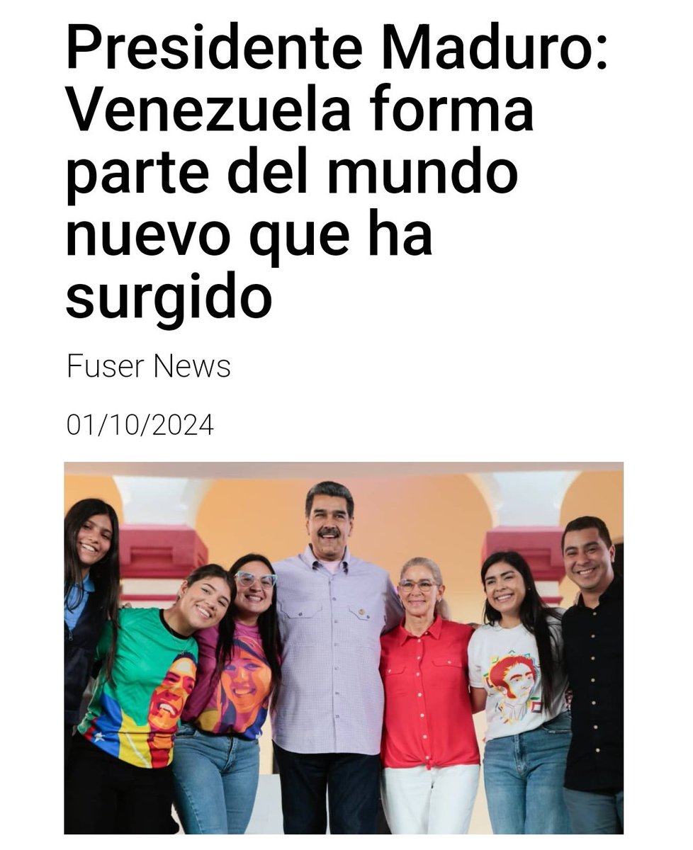 El presidente Nicolás Maduro aseguró que Venezuela está a la vanguardia de la construcción del mundo nuevo, tras ratificar importantes alianzas con potencias sólidas y emergentes. fusernews.com/presidente-mad…