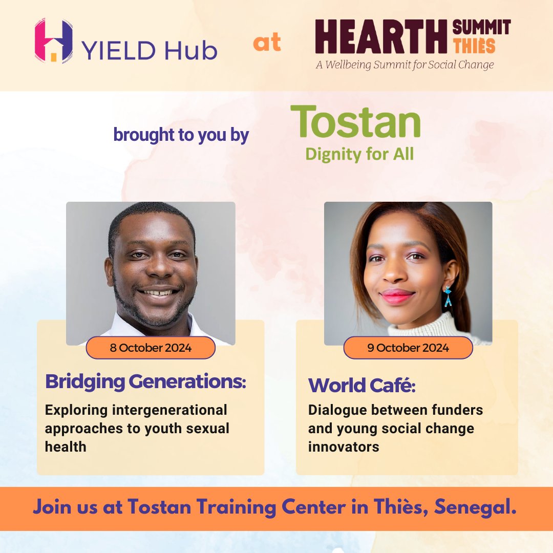 YIELD Hub (@hub_yield) on Twitter photo 🌍✨ EXCITING NEWS! YIELD Hub will be at The Hearth Summit Thiès in Senegal from Oct 7-9! We'll be moderating Bridging Generations: Intergenerational Approaches to Youth Sexual Health + co-leading the World Café session with funders & young innovators.💡🌿 <a href="/Tostan/">Tostan</a> <a href="/TheWellbeingP/">The Wellbeing Project</a> 🌍✨ EXCITING NEWS! YIELD Hub will be at The Hearth Summit Thiès in Senegal from Oct 7-9! We'll be moderating Bridging Generations: Intergenerational Approaches to Youth Sexual Health + co-leading the World Café session with funders & young innovators.💡🌿 <a href="/Tostan/">Tostan</a> <a href="/TheWellbeingP/">The Wellbeing Project</a>