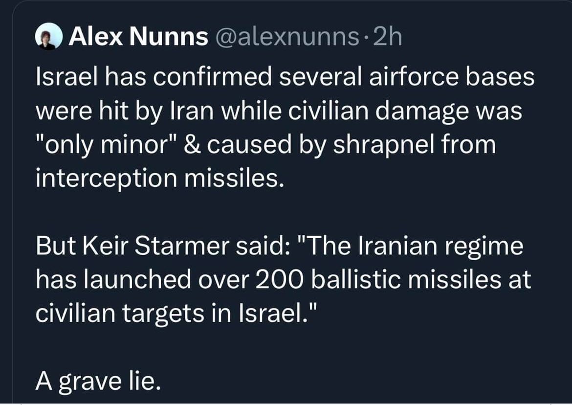 Why is <a href="/Keir_Starmer/">Keir Starmer</a> like this?  What makes a dull English bloke become so enamoured with some distant colonial regime that he makes up propaganda for them daily?  Does he feel so bad about backstabbing Corbyn that this is some weird post-traumatic justification mechanism?