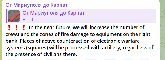 The Russians are basically saying they will kill every civilian they can find, and are sending more people to kill them faster. There needs to be a complete eradication of Russian forces on the opposite side of the Dnipro river.