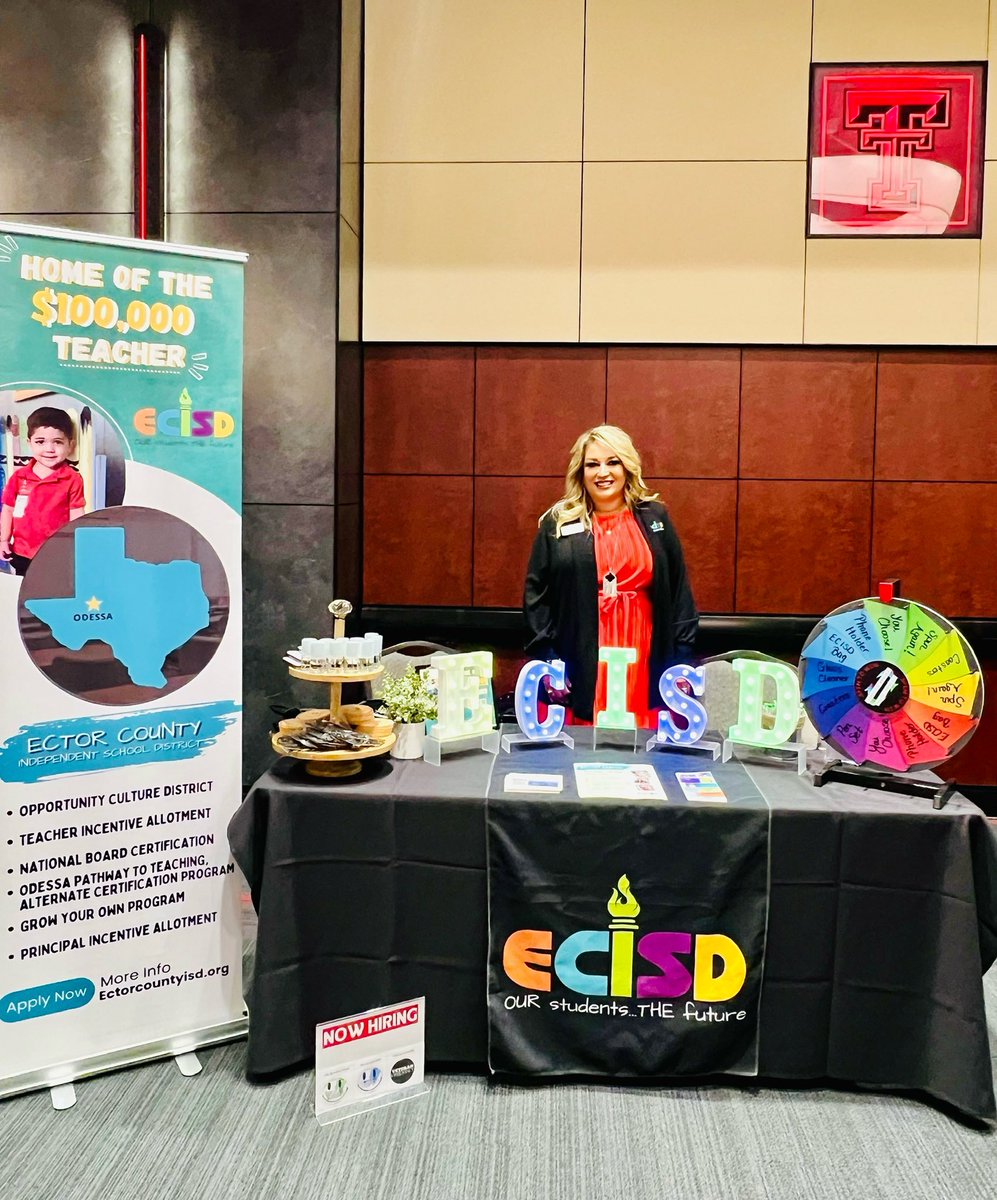 ecisdHR's tweet photo. Looking for a rewarding career in education? Come visit @EctorCountyISD today at the Texas Tech Career Fair from 11-3 in the Texas Tech Student Union Building (15th St. & Akron Ave). Discover the opportunities waiting for you! #jointeamecisd #ecisdhr #RedRaiders #TeamECISD https://t.co/SMTzzbPlc4
