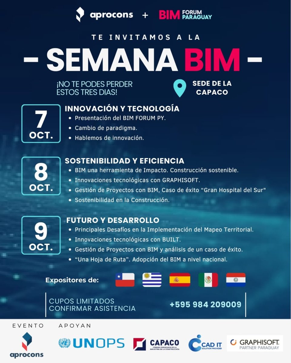 capaco_oficial's tweet photo. #BIMForum #Paraguau ‼️
➡️ Formulario de inscripción 🔗
https://t.co/6XBFw7sAf7 https://t.co/sSlUL7Mp0g