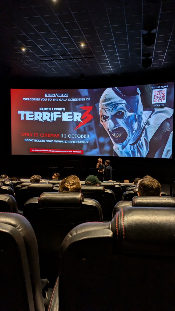 spookcitypod's tweet photo. Excited for the UK Gala Screening of #Terrifier3 tonight! https://t.co/6otAE0rrxQ