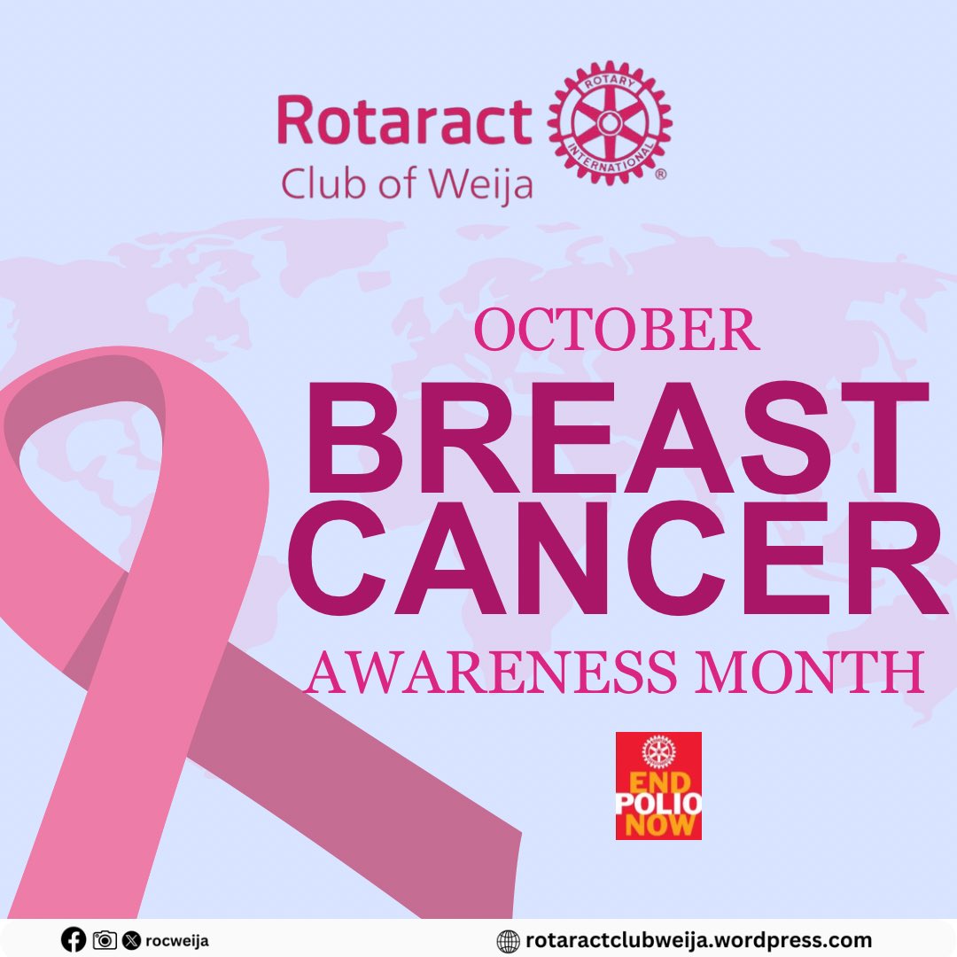 RocWeija's tweet photo. Early Detection Saves Lives! 

This Breast Cancer Awareness Month, the Rotaract Club of Weija encourages you to schedule your mammogram and perform regular self-exams.

#ROTARACT 
#ROTARYINTERNATIONAL
#ROCWEIJA
#ROTARACTISGOOD
#SERVICEABOVESELF
#PINKOCTOBER https://t.co/EdRfJKUH7R