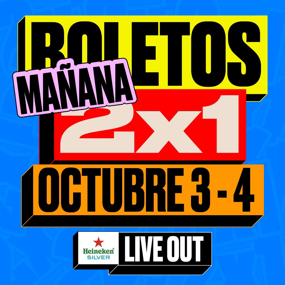 heinekenliveout's tweet photo. ¡Ya mañana podrás aprovechar nuestra promoción de 2x1 para #HeinekenSilverLiveOut 👏🏻🤩

Adquierelos en sistema Ticketmaster🎟️ https://t.co/t49KuUnCYu