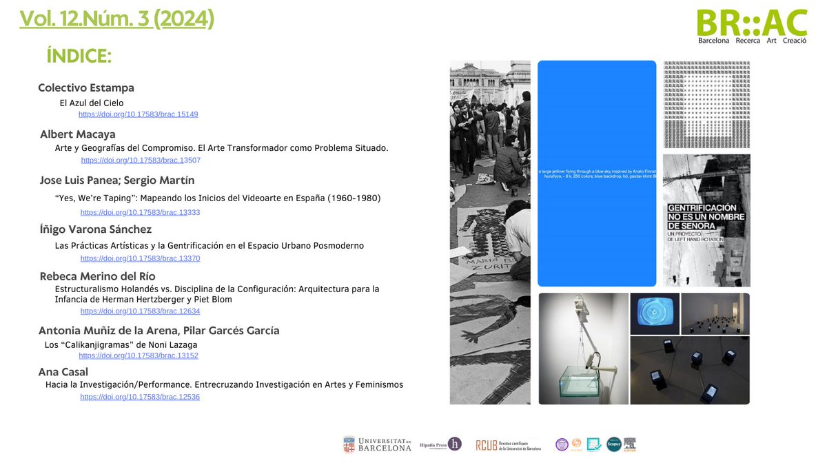 🔴Ya está publicado el Vol. 12 Núm. 3 de octubre
hipatiapress.com/hpjournals/ind…
Con artículos de @albert_macaya ,#joseluispanea ,<a href="/sergiomartin/">Sergio Martín</a> , #inigovaronasanchez , Rebeca Merino del Río ,@nonilazaga con Pilar Garcés García , Ana Casal y página visual del <a href="/tallerestampa/">Estampa</a>