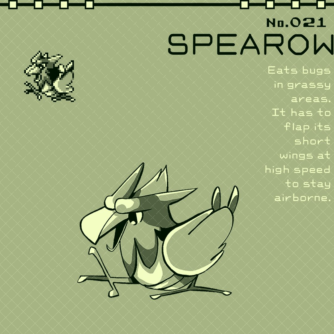 No. 21: Spearow. Inept at flying high. However, it can fly around very fast to protect its territory.