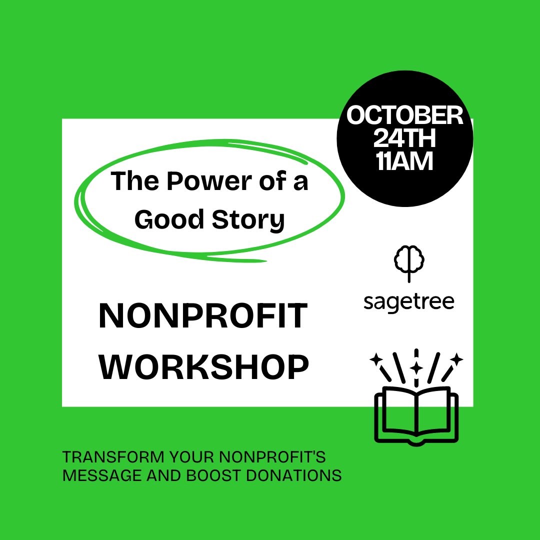 sage_tree's tweet image. Need help to boost donations? Learn how to transform your nonprofit's message with powerful storytelling techniques that connect with your audience. Our workshop will show you how to inspire action and drive more support! Click the link below to register.
bit.ly/3ZJjUVy