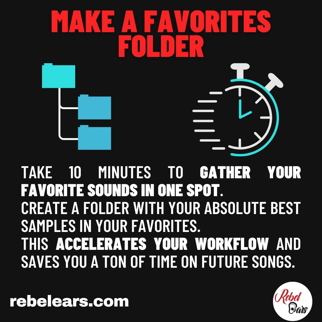 rebelears's tweet image. Make a Favorites Folder

Take 10 minutes to gather your favorite sounds in one spot.

Create a folder with your best samples and add them to your favorites.

#WorkflowEfficiency #MusicProduction #SaveTimeCreateMore #RebelEars