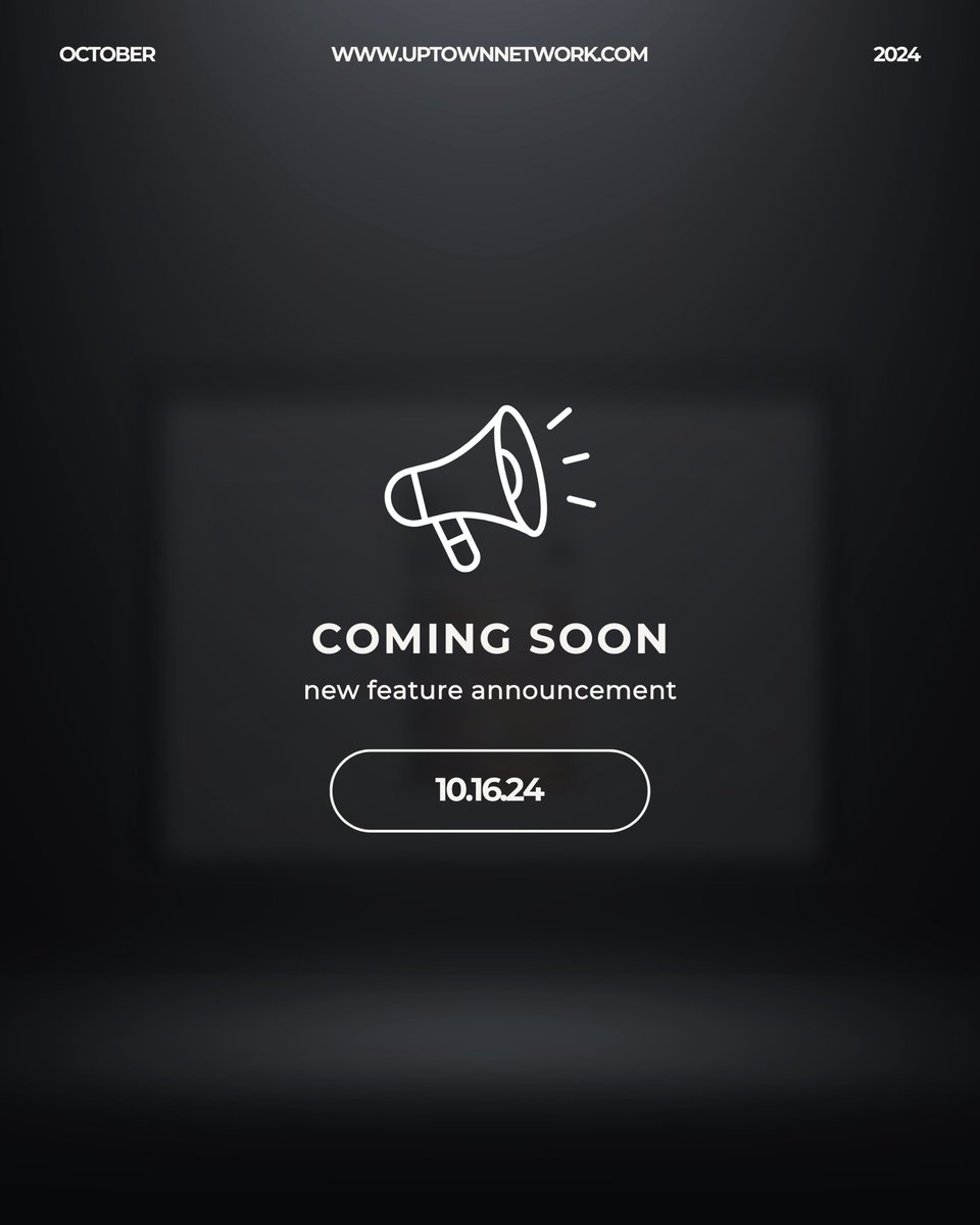 📣 10.16.24 📣

We’re two weeks away from a big new feature announcement! The team here at Uptown Network can’t wait to share it with you. 

#Hospitality 🤝 #Technology 

Stay tuned for the latest #GuestExperienceTechnology news!