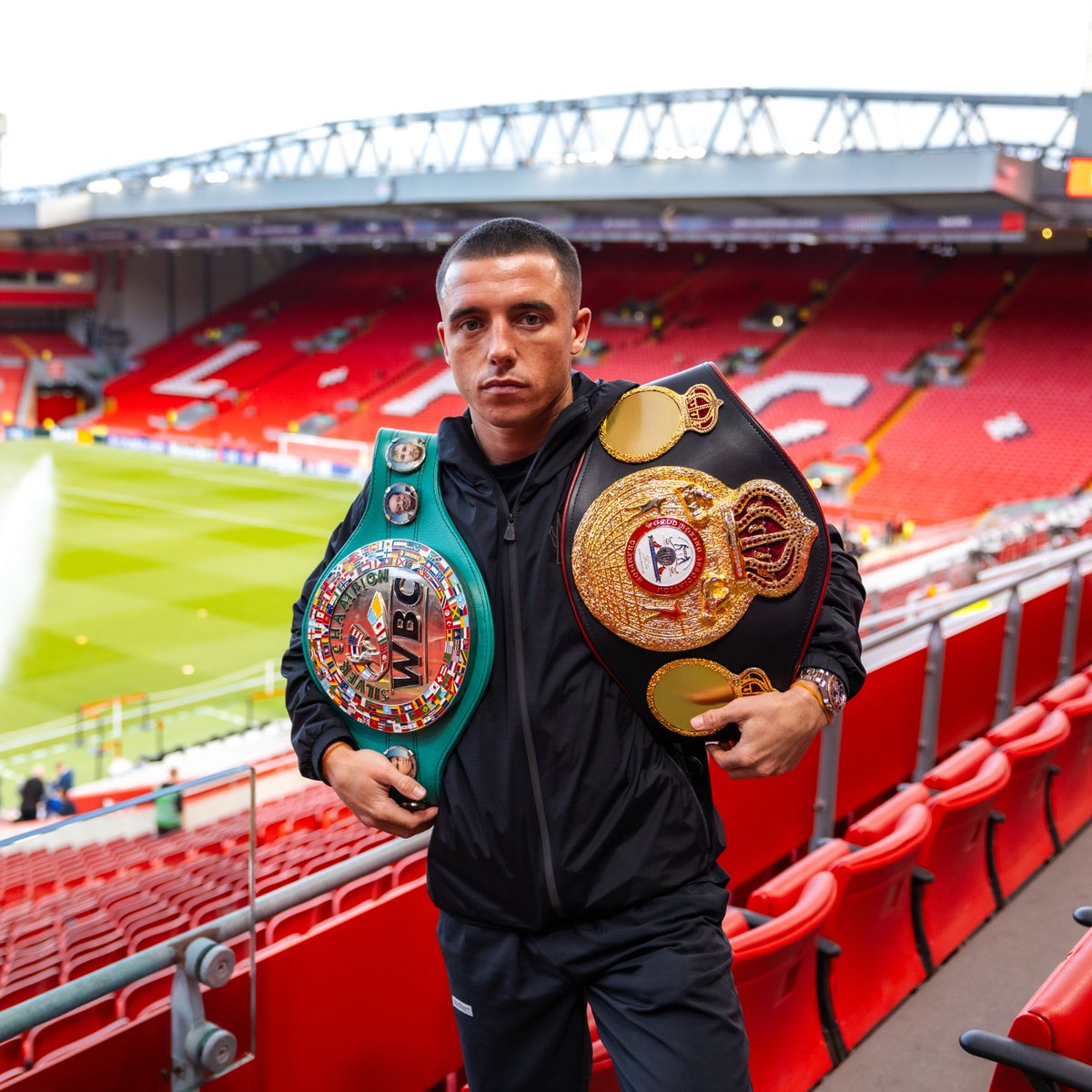 The WBA World featherweight champion Nick Ball is at Anfield tonight 🥊