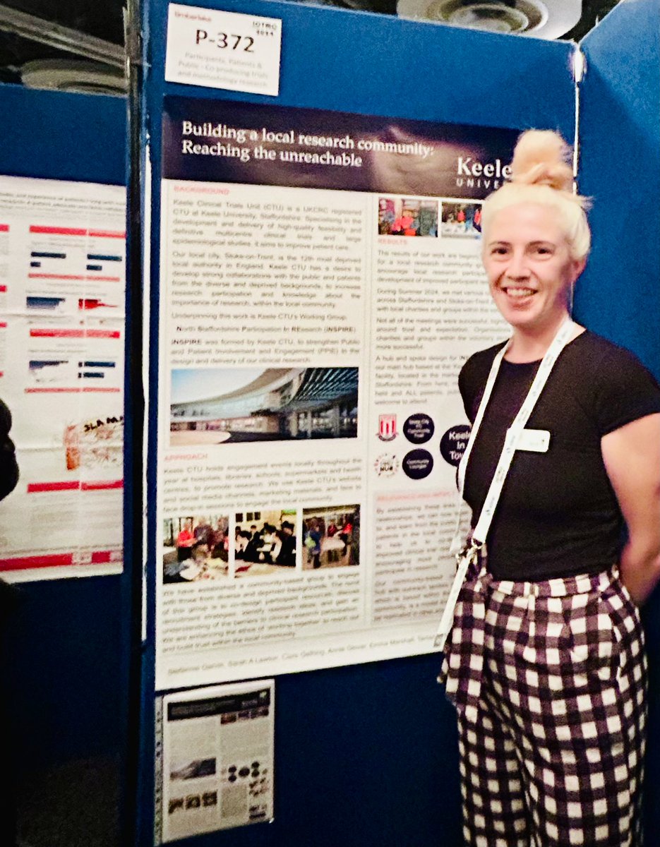 Keele_CTU's tweet photo. Our Trial Manager Steff Garvin with her poster today at @ictmc2024 about Building a local research community: Reaching the unreachable
#keelectu #healthresearch #ppie #research #community https://t.co/yzxVXHkHSH