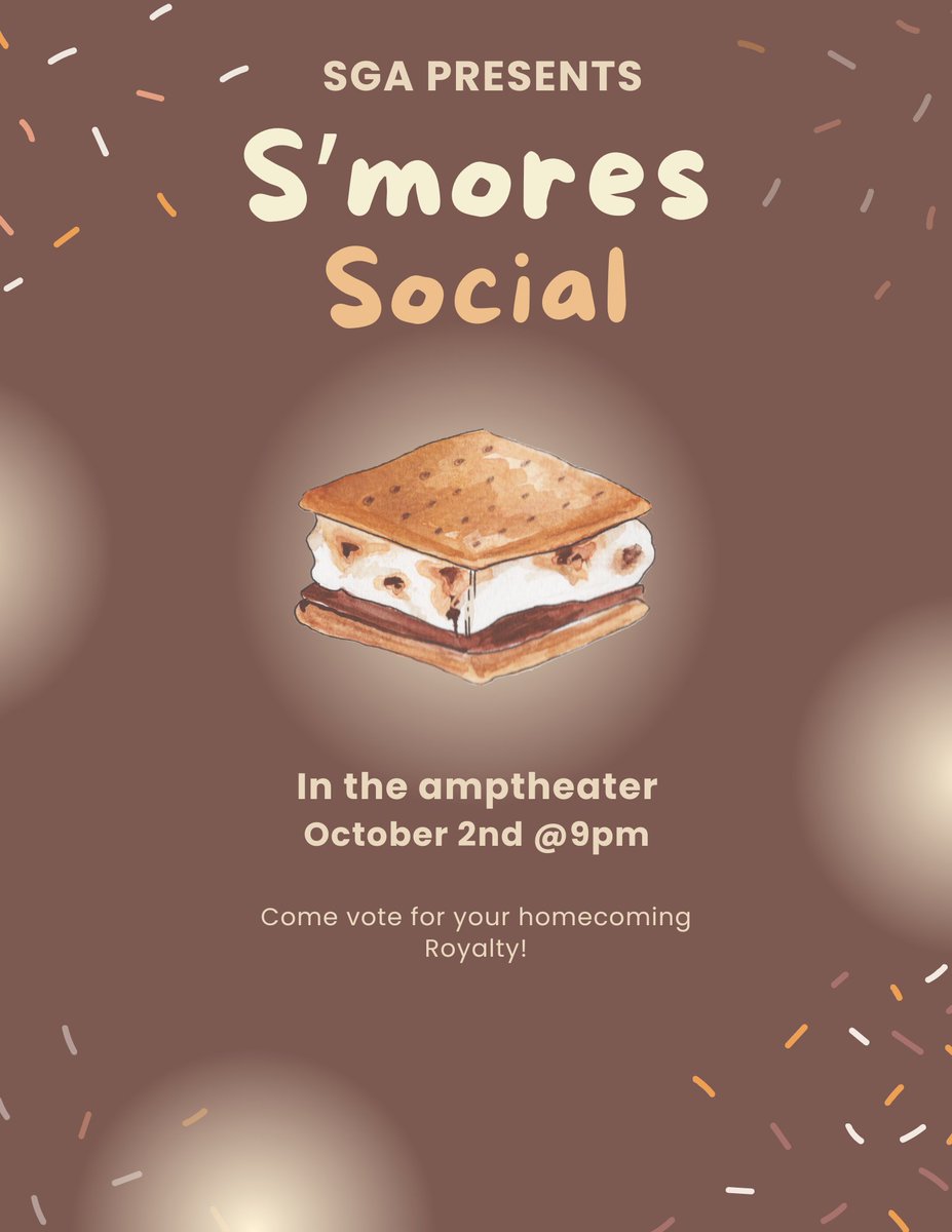 Join SGA for our S'mores Social and vote for your Homecoming Royalty💙💛