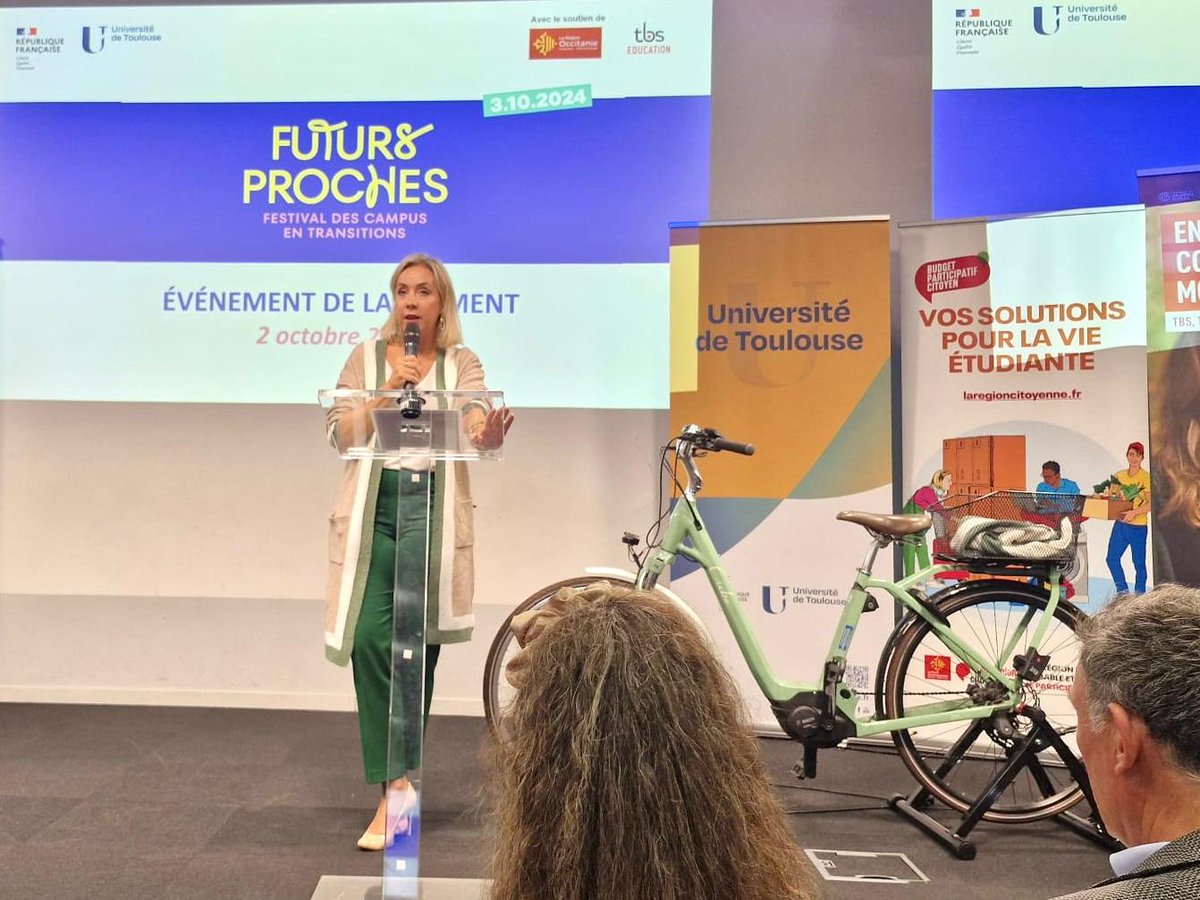 NadiaPellefigue's tweet image. Parler de Futurs, c'est dire notre confiance en la science et  démontrer notre engagement pour notre jeunesse. 

Je suis heureuse d’ouvrir à @tbs_education le 1er Festival des campus universitaires en transitions impulsé par @Univ_Toulouse et soutenu par l'@Occitanie…