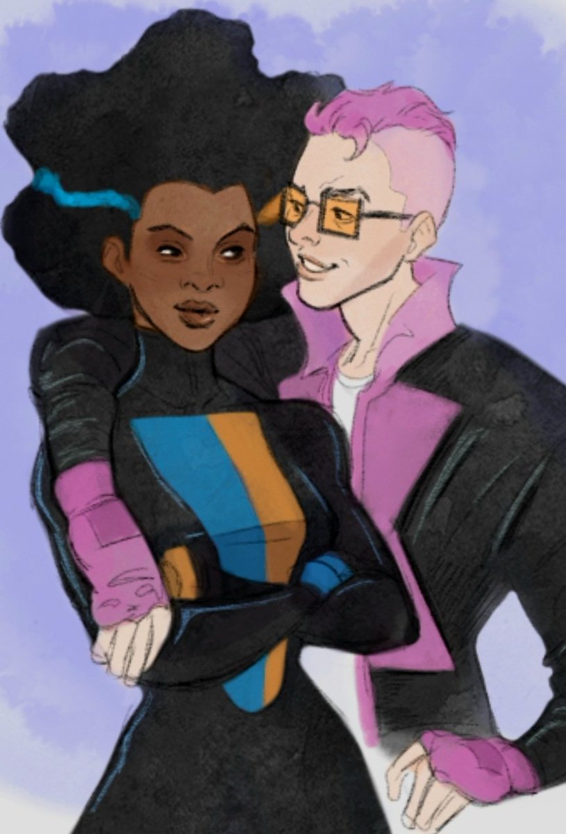 diinech's tweet image. Can't believe I never posted the final product when I stare at it so much.

My favorite "X-Men", Quentin Quire [ Kid Omega ] and Idie Okonkwo [ Oya | Temper ] by the talented @possible_dilemm . 
#xmenfanart #xspoilers