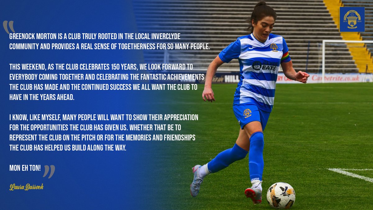 Greenock Morton (@morton_fc) on Twitter photo ๐ฃ๏ธ "Greenock Morton is a club truly rooted in the local Inverclyde community and provides a real sense of togetherness for so many people."
<a href="/Morton_WFC/">Greenock Morton Women</a> Captain Laura Darroch looks ahead to the club's 150th anniversary.
๐ซ bit.ly/3Y6Vrsa ๐ฃ๏ธ "Greenock Morton is a club truly rooted in the local Inverclyde community and provides a real sense of togetherness for so many people."
<a href="/Morton_WFC/">Greenock Morton Women</a> Captain Laura Darroch looks ahead to the club's 150th anniversary.
๐ซ bit.ly/3Y6Vrsa