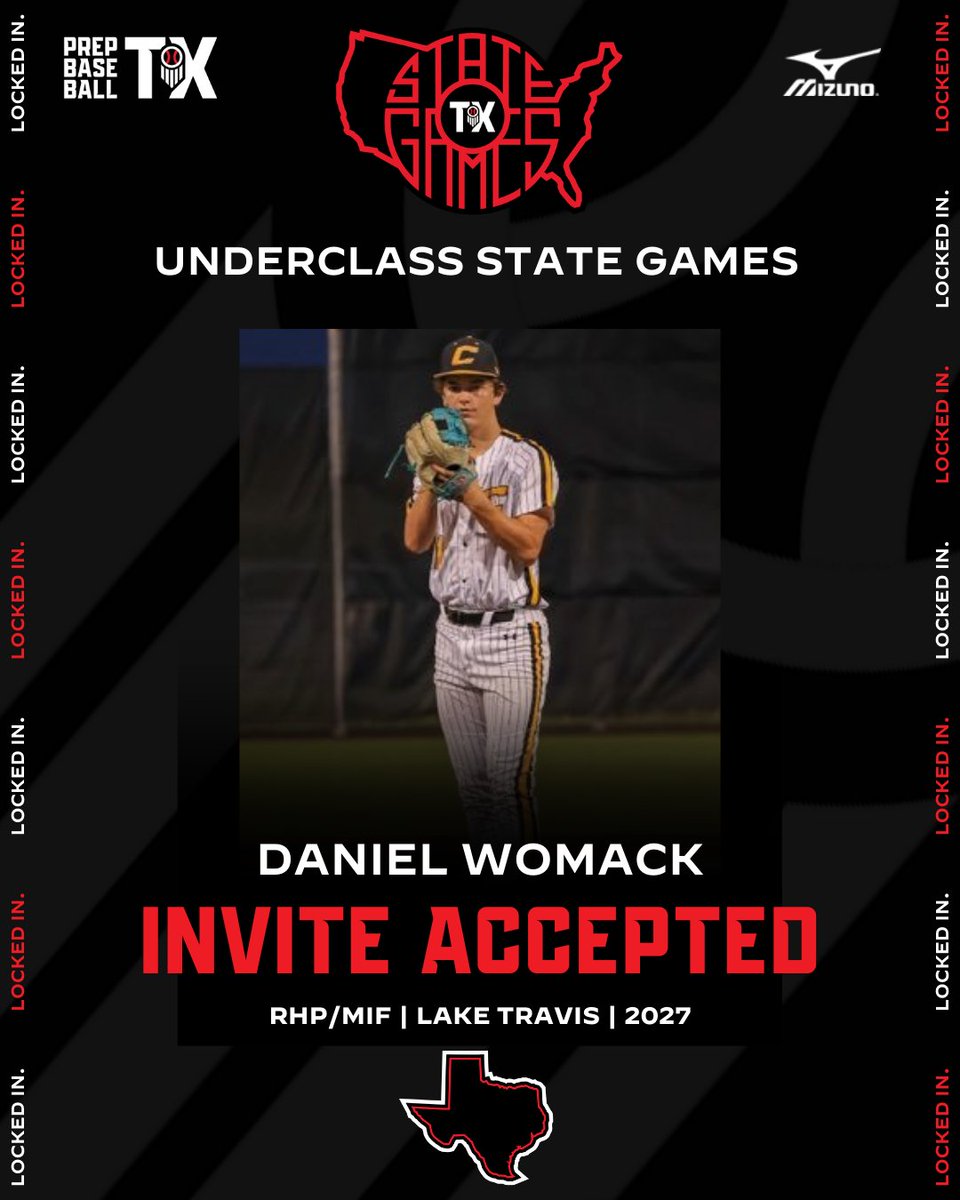 Prep Baseball Texas (@prepbaseball_tx) on Twitter photo 𝐔𝐧𝐝𝐞𝐫𝐜𝐥𝐚𝐬𝐬 𝐒𝐭𝐚𝐭𝐞 𝐆𝐚𝐦𝐞𝐬 𝐈𝐧𝐯𝐢𝐭𝐞 𝐀𝐜𝐜𝐞𝐩𝐭𝐞𝐝
'27 RHP/MIF Daniel Womack (<a href="/dwomack2027/">Daniel Womack</a>)
<a href="/LTCavBaseball/">Lake Travis Cavalier Baseball</a> | <a href="/TheCanesSW/">Canes Southwest</a>
Womack will join us at the Underclass State Games (2027's & 2028's) on 11/2-11/3.
More Info: loom.ly/bumg96g 𝐔𝐧𝐝𝐞𝐫𝐜𝐥𝐚𝐬𝐬 𝐒𝐭𝐚𝐭𝐞 𝐆𝐚𝐦𝐞𝐬 𝐈𝐧𝐯𝐢𝐭𝐞 𝐀𝐜𝐜𝐞𝐩𝐭𝐞𝐝
'27 RHP/MIF Daniel Womack (<a href="/dwomack2027/">Daniel Womack</a>)
<a href="/LTCavBaseball/">Lake Travis Cavalier Baseball</a> | <a href="/TheCanesSW/">Canes Southwest</a>
Womack will join us at the Underclass State Games (2027's & 2028's) on 11/2-11/3.
More Info: loom.ly/bumg96g