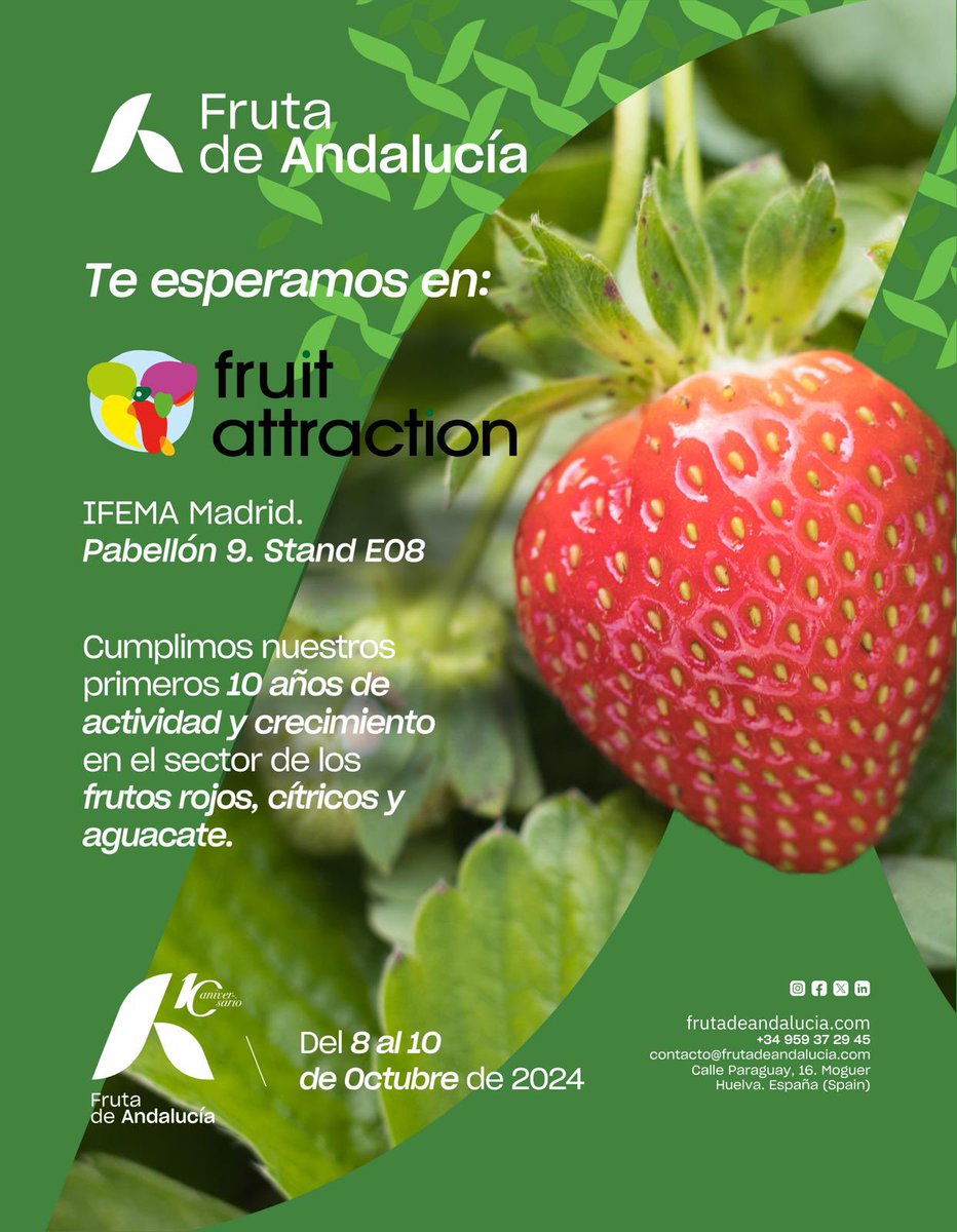 elpilonarm's tweet photo. Del 8 al 10 de Octubre de 2024 FRUTA DE ANDALUCÍA estará presente en FRUIT ATTRACTION, la feria internacional de las frutas y hortalizas. Te esperamos en el stand IFEMA MADRID, Pabellón 9, Stand E08. https://t.co/SNntFHMQ5Q