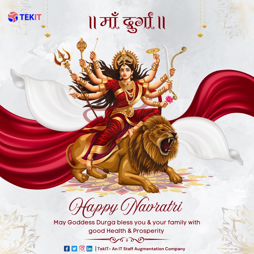 tekitsoftwares's tweet photo. ✨ The Vibrance of Navratri is Here! ✨
As the nine #nights of devotion, dance, and celebration begin, may your #life be filled with the divine blessings of Maa Durga. Let this festive season bring happiness, prosperity, and strength to #conquer all challenges.

#HappyNavratri https://t.co/92tfw7pzUI