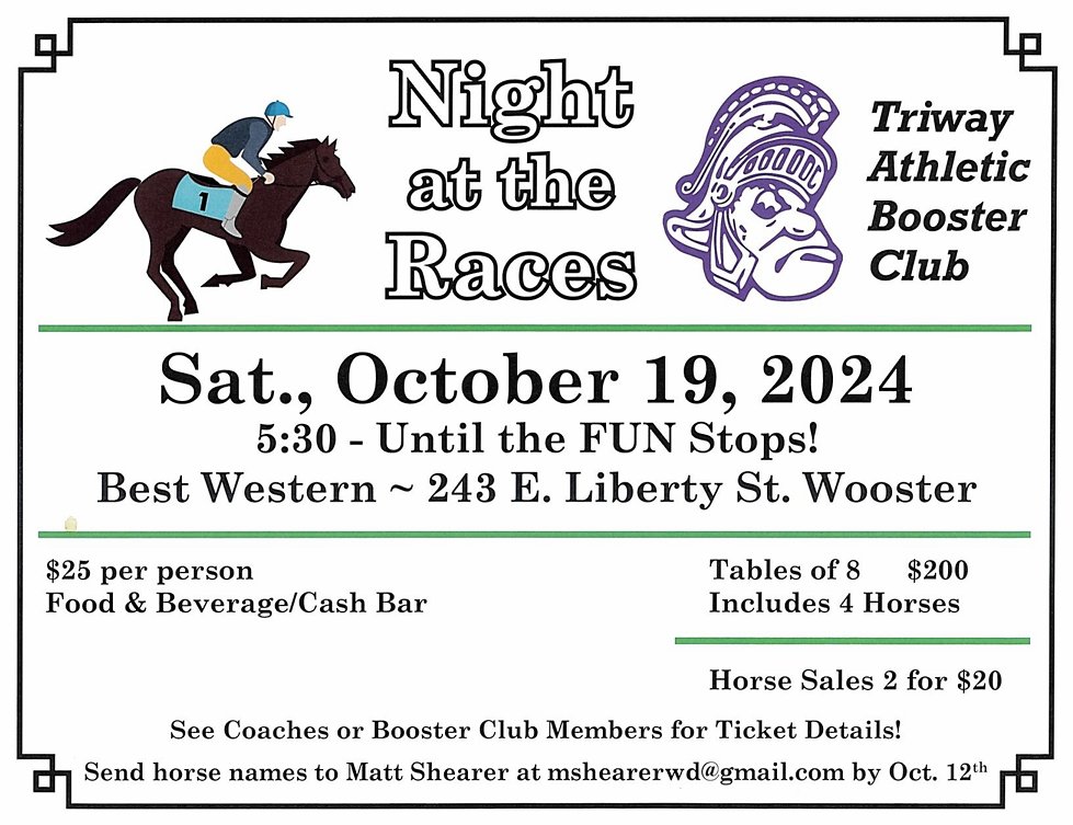 Reminder: Our annual Night at the Races event is coming up on Saturday, October 19, at the Best Western in Downtown Wooster. If you've never been, put it on your calendar - you won't want to miss it!