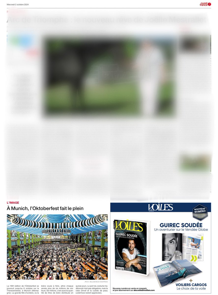 🗞️ Dans le journal du jour, à la Une, à la der, en passant par l’intérieur, avec pas mal d’Autriche (Salzbourg-Brest) et de l’Allemagne (Oktoberfest) 📸 Pour <a href="/OuestFrance/">Ouest-France</a>