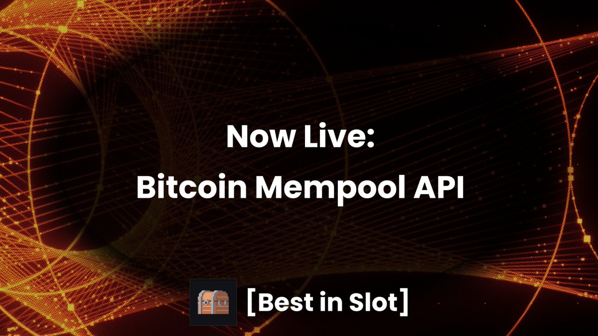 bestinslotxyz's tweet photo. Introducing the Best in Slot Mempool API! 🔢🚀

Build #Bitcoin transactions instantly with real-time access to Cardinal, Ordinal, and Runic UTXOs, no need to wait for tx confirmations. ⚡️

Avoid costly errors like spending the wrong assets, and improve UX by reducing delays.

🧵 https://t.co/NtZj6y6XIx