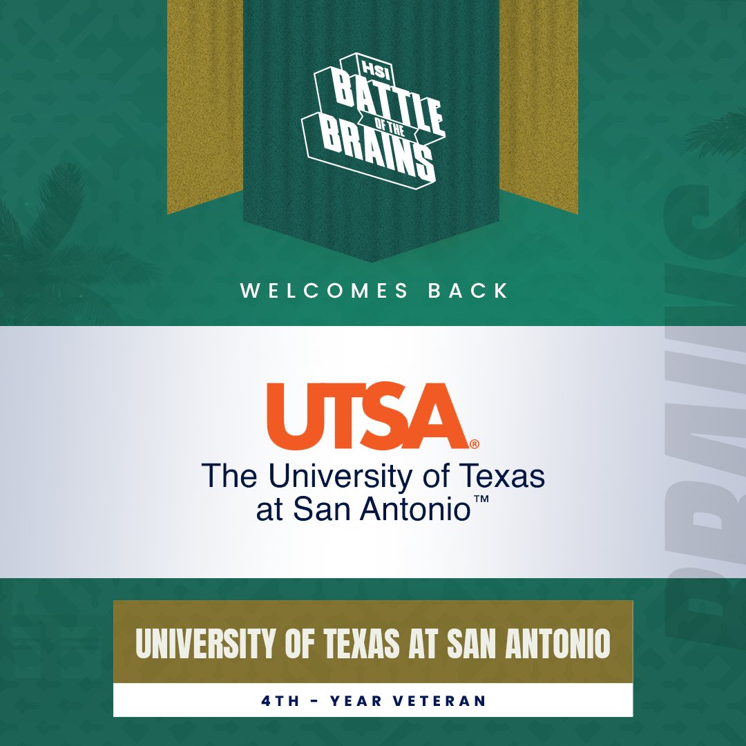 Our Roadrunners from The University of Texas at San Antonio (<a href="/UTSA/">UTSA</a>) are joining us for the HSI Battle of the Brains for the fourth year in a row! #NuestroTiempo #HSIBotBrains #HispanicHeritageMonth
