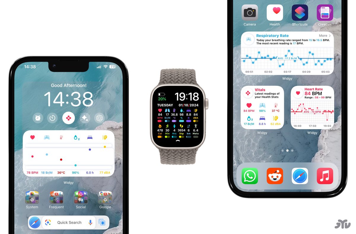 JMVISI0N's tweet photo. Concept𝕏18 : Vitals is Here! ✨

A daily overview of your vitals with typical and outlier zones, plus detailed insights for each metric — all accessible from a single widget.

Available to use today at :
https://t.co/whFQyDv7a9

#iOS #iPadOS #WatchOS #Vitals #Health #Widgy https://t.co/R6ah1LiuL9