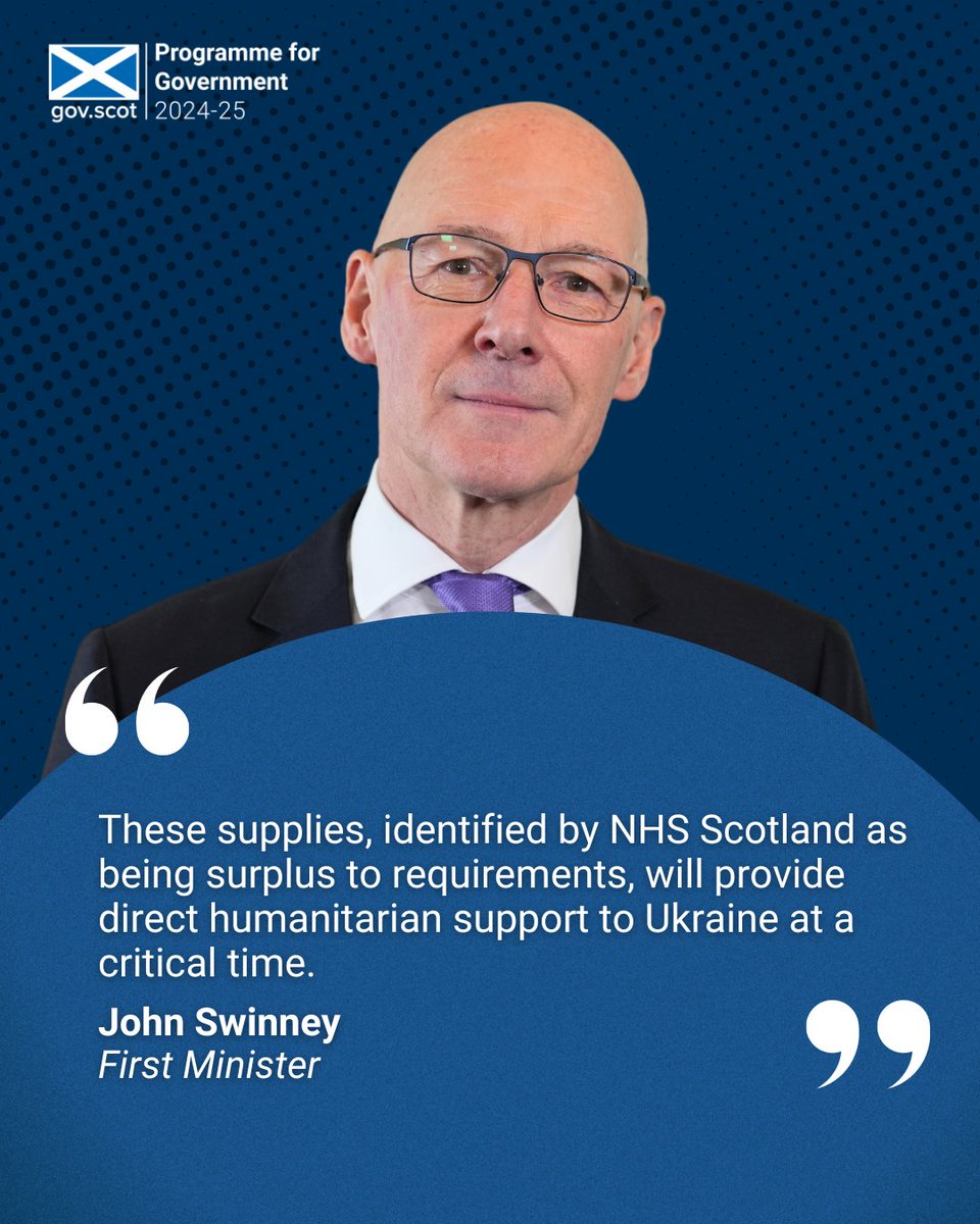 Surplus NHS Scotland equipment worth almost £800,000 will be sent to support medical needs in Ukraine.

Items including medical beds and ICU ventilators will be donated without impact on healthcare services or patients in Scotland.

➡️bit.ly/3ZPMNQ4