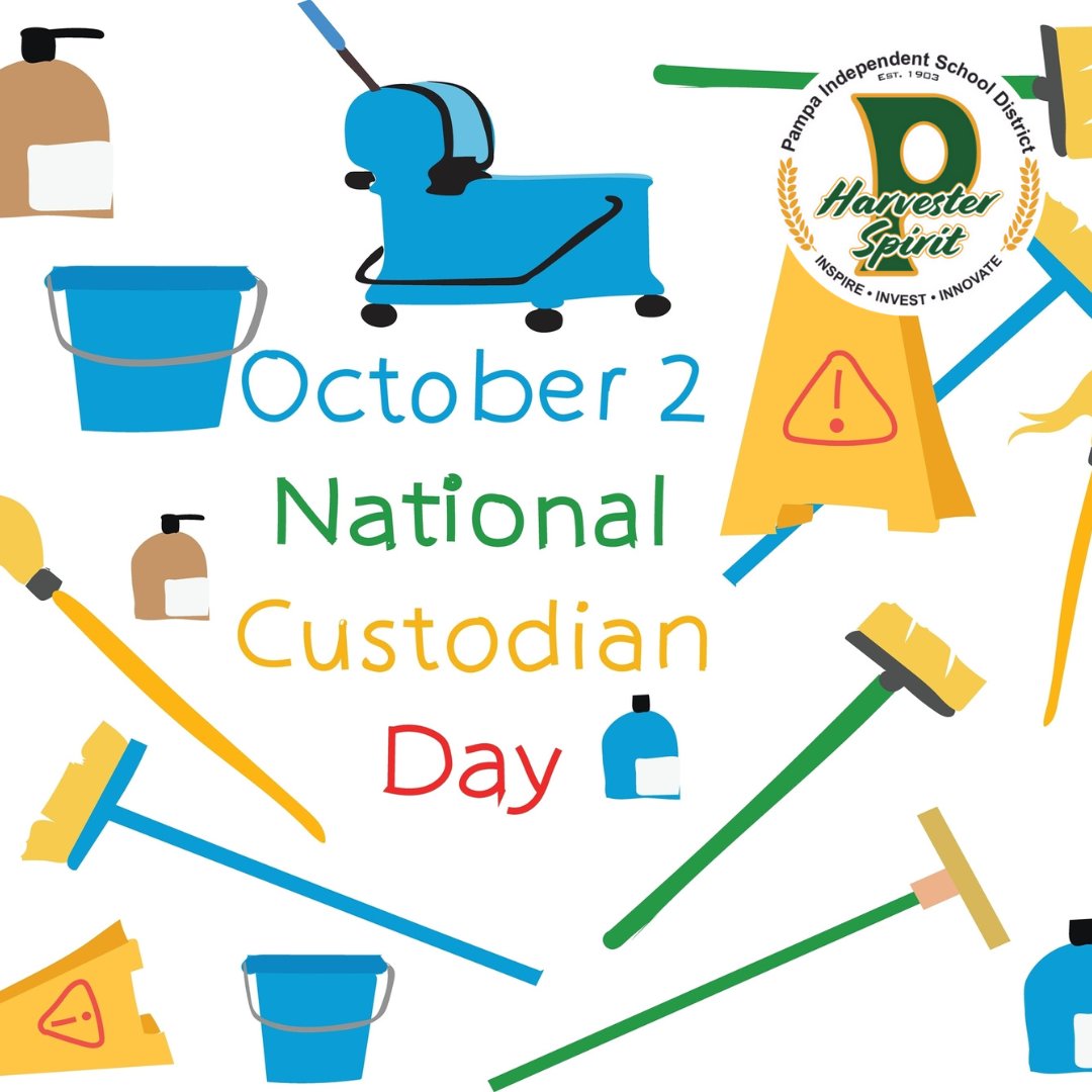 Today is National Custodians Day! The Pampa ISD custodians are the heros that keep our schools clean and running! They work incredibly hard to make sure our students have a great environment for learning. Please join us in saying THANK YOU! 😀