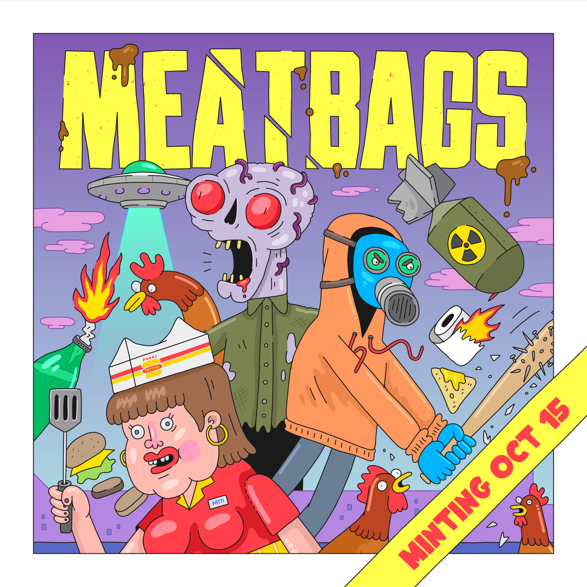 mfmeatbags's tweet image. The beginning of the end. Coming October 15 to a blockchain near you 🫵

Mask the fuck up.