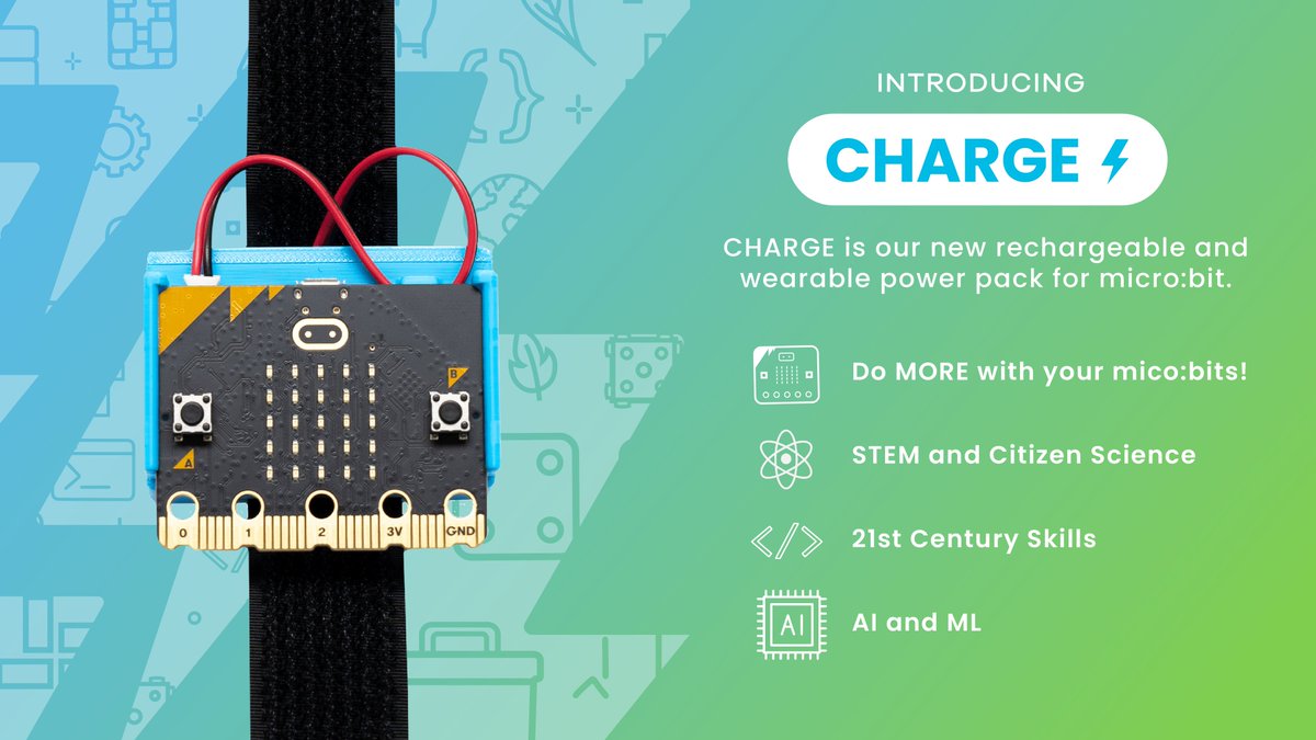 Forward__EDU's tweet photo. It's launch day! CHARGE for micro:bit is officially available for pre-order⚡️🚀

Do MORE with your micro:bits across grades and subjects while reducing e-waste. This new wearable device powers learning in and out of the classroom. Learn more here:  https://t.co/sYqMlRUfWj https://t.co/rxOWQr9TrV