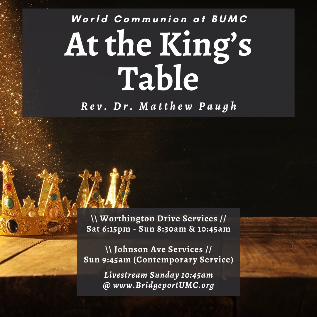 BridgeportUMC's tweet photo. This weekend is the World Communion celebration as Christian's around the world share in the Holy Sacrament of Communion.  Come and worship, praise and share in communion.  We look forward to seeing you there! https://t.co/W4f0LBrkCu https://t.co/fwvpHwBQ8c