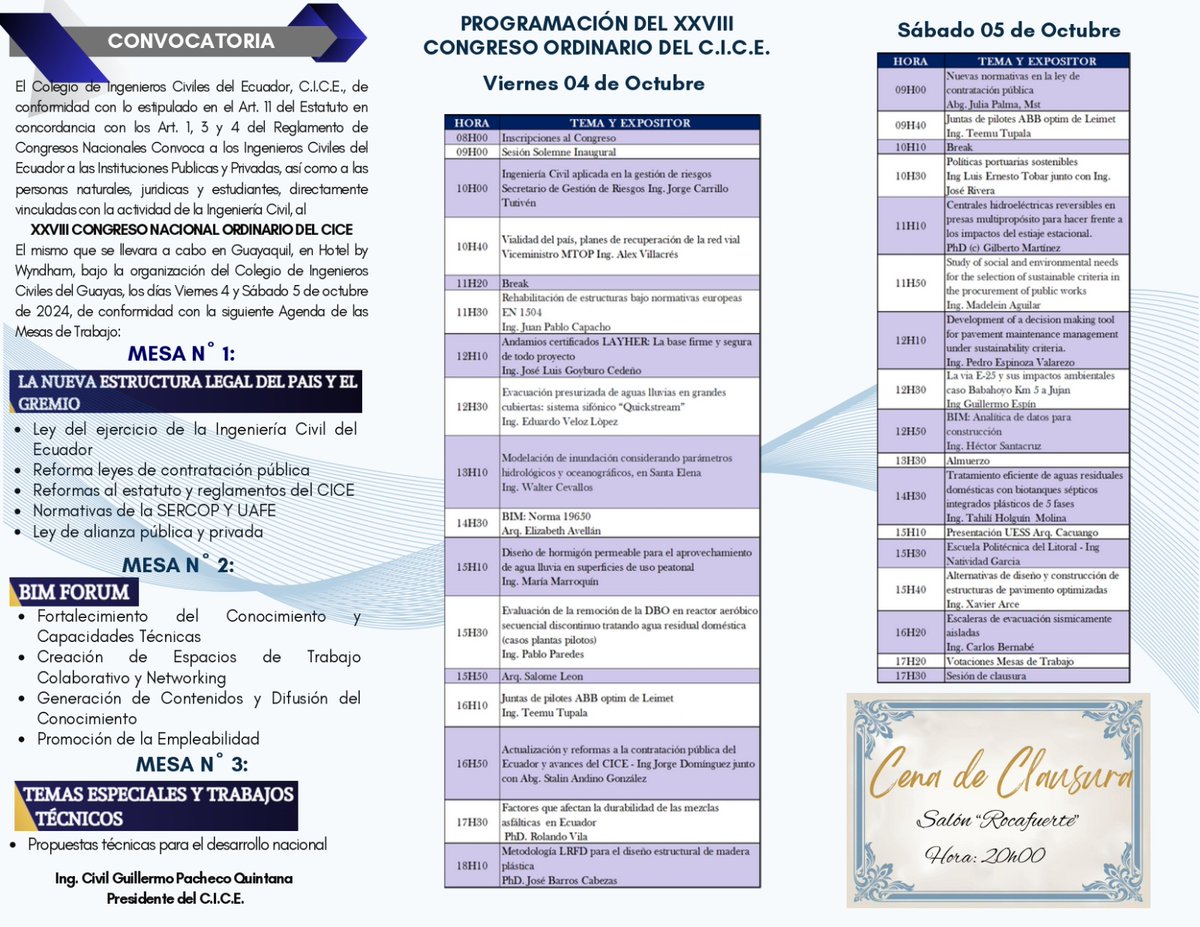 Colegas estamos a pocos días del inicio de tan importante evento para nuestro gremio. Para su conocimiento les compartimos la planificación. Les esperamos en el #XXVIIICongresoOrdinariodelCICE