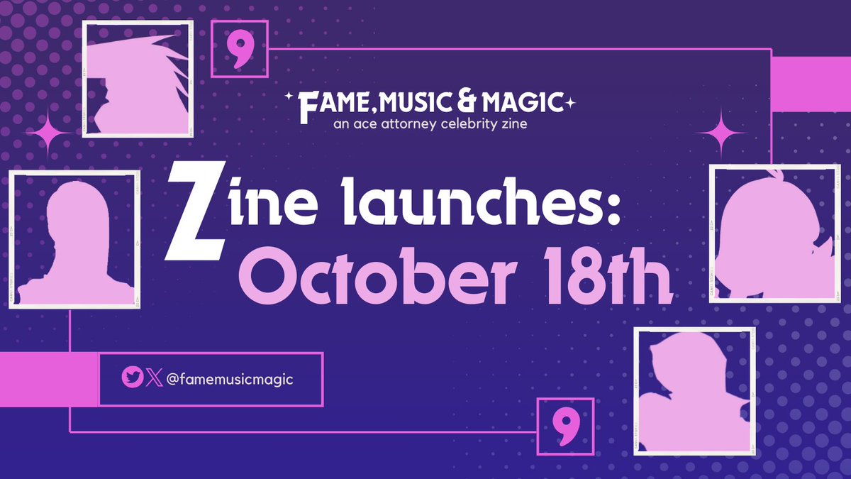 famemusicmagic's tweet photo. {#AceAttorney}

✨Announcement✨

Our celebrity zine is debuting on October 18th! It'll be free to access so make sure to check out the incredible project when it launches! 

Thank you for all of your support! We can't wait to see you at the show! https://t.co/pMLF57DabG
