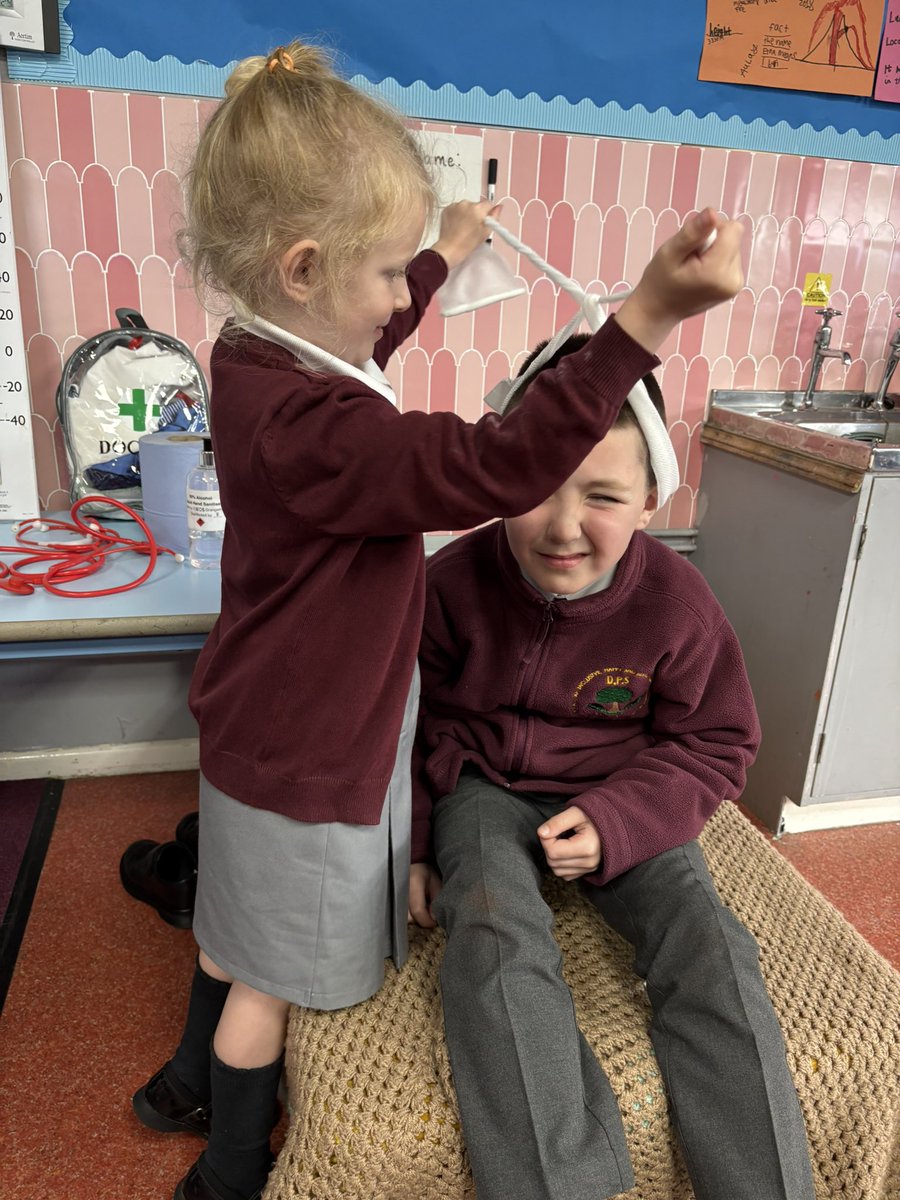 MrPDrumbowie's tweet image. These pupils visited the playroom hospital today, playing doctors and patients! 🩺👩‍⚕️ It was great to see them practising empathy, communication, and care through role play. Future medical professionals in the making! #LearningThroughPlay #ClassroomFun #RolePlay #exploremoreatADLC