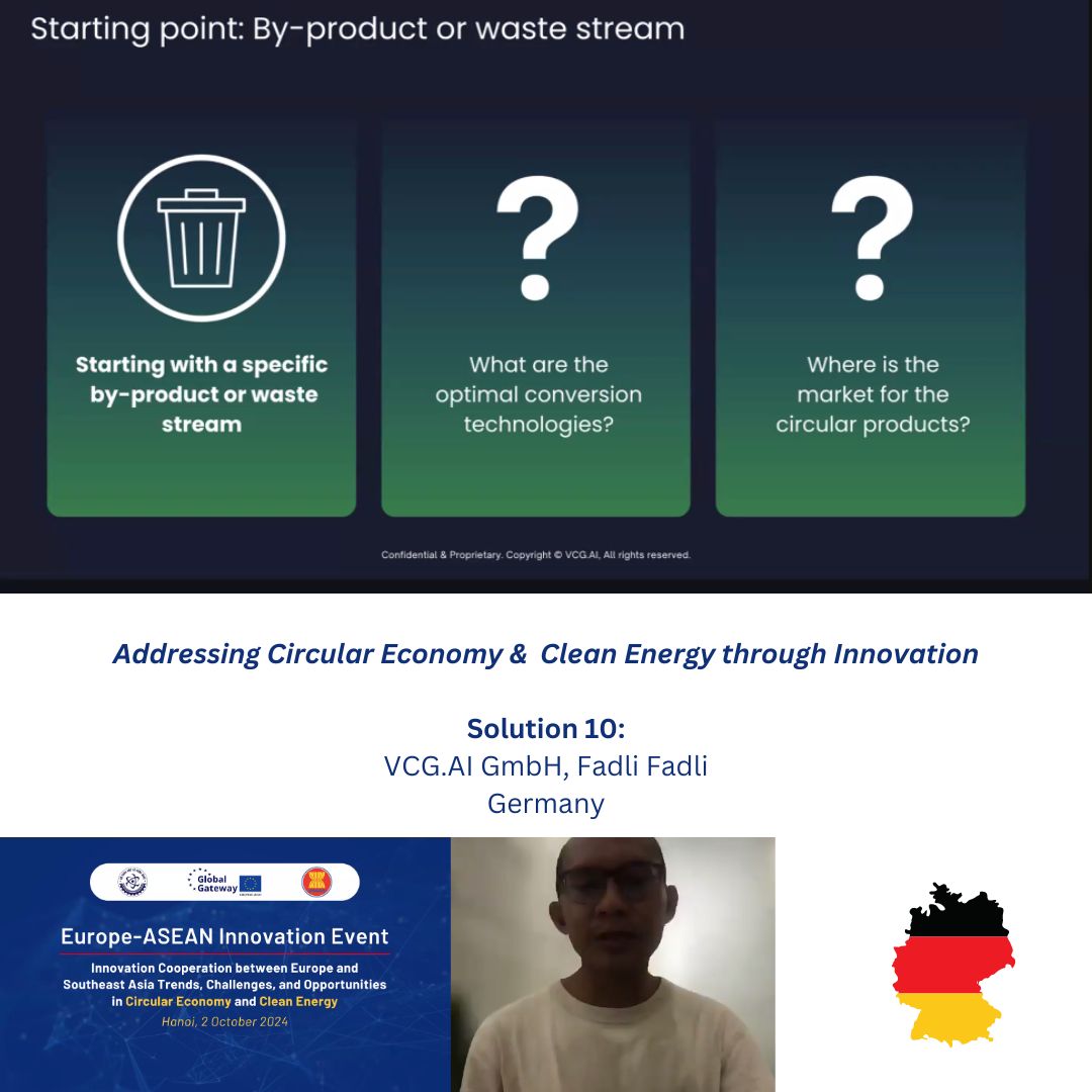 Solution 10 (#circulareconomy)

We are moving now to VCG.AI in 🇩🇪which developed a Value Chain Generator that helps turn organic by-products &amp; waste into profitable assets which have a direct, positive impact on the climate.

More: vcg.ai