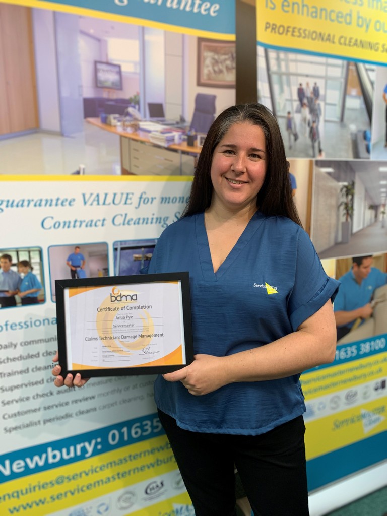 SM_Newbury's tweet image. We are delighted to say that Antia Pye, our Residential Co-Ordinator, has recently passed her British Damage Management Association (BDMA) exams to become an accredited Claims Technician.  .  Well done Antia! 

#professionaltraining #restorationcleaning #servicemasterrestore
