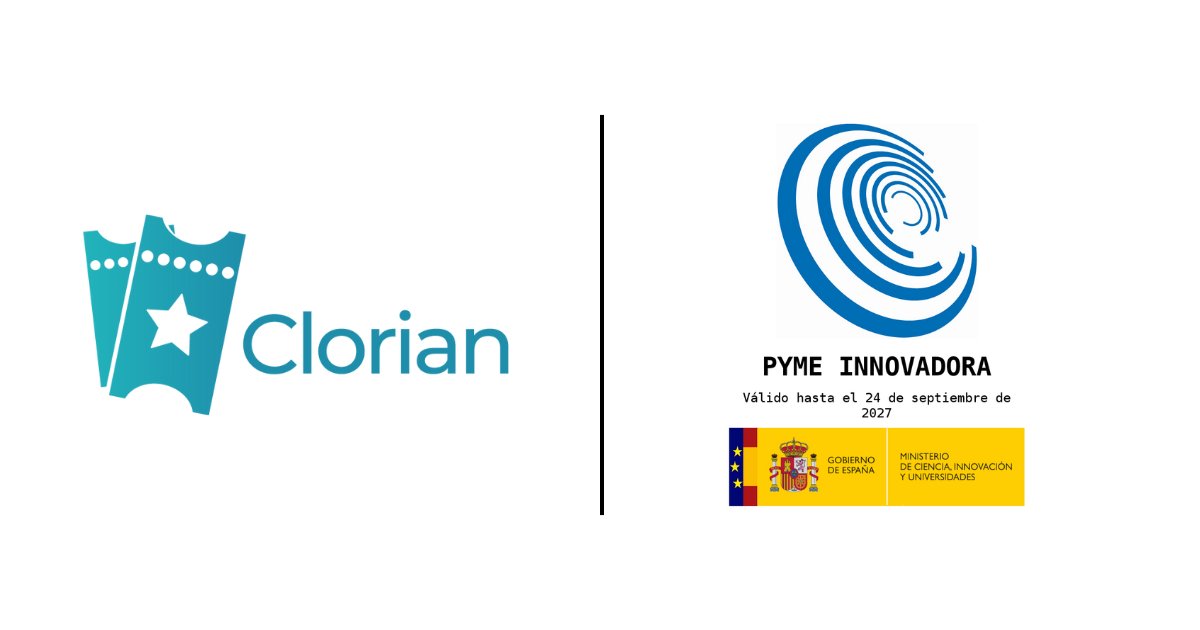 Clorian Ticketing renueva el sello de PYME Innovadora del <a href="/CienciaGob/">Ministerio de Ciencia, Innovación y Universidades</a> 📑

🌐Esta certificación es un reflejo de nuestro compromiso con la innovación y el desarrollo de solución tecnológica del mercado turístico y cultural 

#Innovación #PYMEInnovadora #TransformaciónDigital