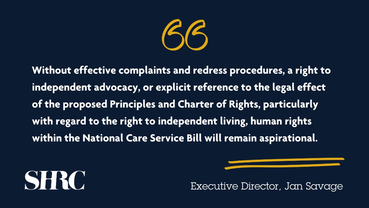 Our Executive Director <a href="/Jan_SHRC/">Jan Savage</a> gave evidence <a href="/SP_HSCS/">Health, Social Care and Sport Committee</a> yesterday, on the National Care Service Bill at Stage 2.

We called for a stronger focus on advocacy, accountability and articulation of Article 19 of the UNCRPD in the Bill, to make sure people’s rights to independent