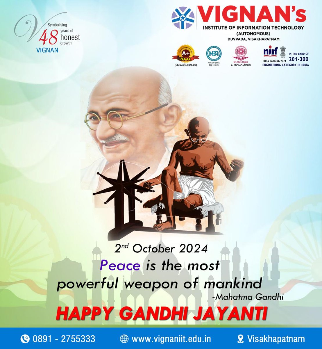 Happy Gandhi Jayanti! Let's remember his teachings of peace, non-violence, and truth. #GandhiJayanti #MahatmaGandhi
