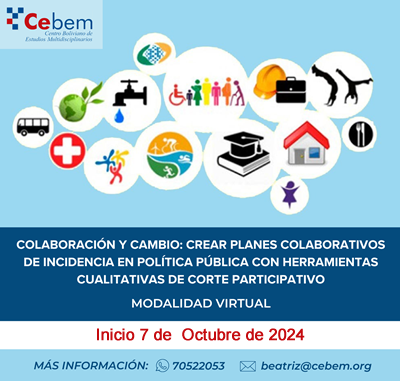 cebembolivia's tweet photo. #CursoVirtual Colaboración y Cambio:Crear Planes Colaborativos de Incidencias Políticas con herramientas 📌INSCRIPCIONES ABIERTAS
📌INICIO CONFIRMADO 7 DE OCTUBRE, 2024
📌Información: https://t.co/3nhW4OWPeO https://t.co/kwd5XWA4dn
#IncidenciaPolitica #colaboracion #participativo https://t.co/xs21LmDYPi
