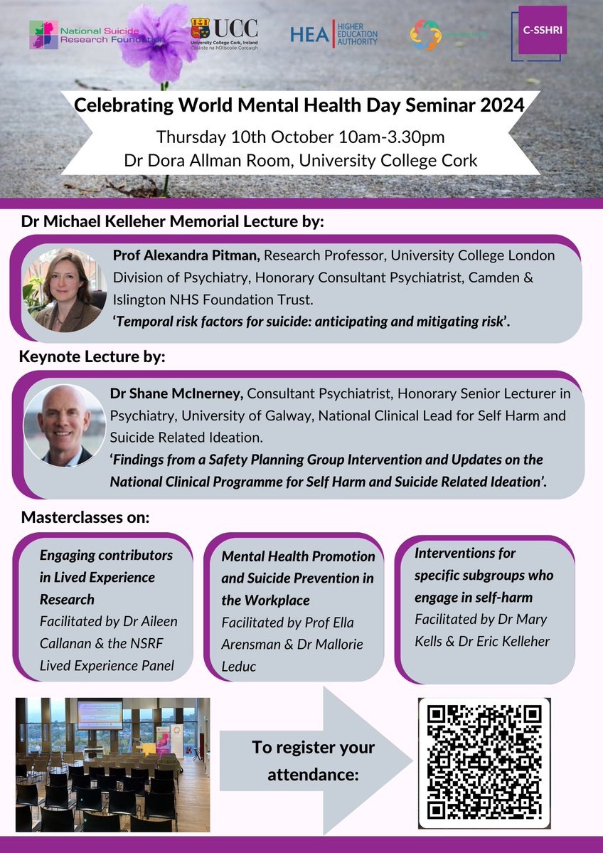 UCL Psychiatry (@uclpsychiatry) on Twitter photo On #WorldMentalHealthDay next Thurs 10 October, Professor <a href="/DrAPitman/">Alexandra Pitman</a> will be giving the Dr Michael Kelleher Memorial Lecture at <a href="/UCC/">UCC Ireland</a>
If you are in Cork, do go and attend!
tinyurl.com/4s67b9aa #ConnectingforLife On #WorldMentalHealthDay next Thurs 10 October, Professor <a href="/DrAPitman/">Alexandra Pitman</a> will be giving the Dr Michael Kelleher Memorial Lecture at <a href="/UCC/">UCC Ireland</a>
If you are in Cork, do go and attend!
tinyurl.com/4s67b9aa #ConnectingforLife