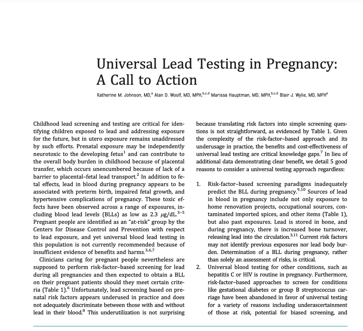 Blair J. Wylie (@blairwylie) on Twitter photo We outline the case for considering universal blood lead testing in pregnancy in the recently published Pediatrics supplement on Lead. CONT"D publications.aap.org/pediatrics/iss… <a href="/NewEnglandPEHSU/">PEHSU: New England</a> <a href="/ColumbiaOBGYN/">Columbia Women's Health</a> We outline the case for considering universal blood lead testing in pregnancy in the recently published Pediatrics supplement on Lead. CONT"D publications.aap.org/pediatrics/iss… <a href="/NewEnglandPEHSU/">PEHSU: New England</a> <a href="/ColumbiaOBGYN/">Columbia Women's Health</a>